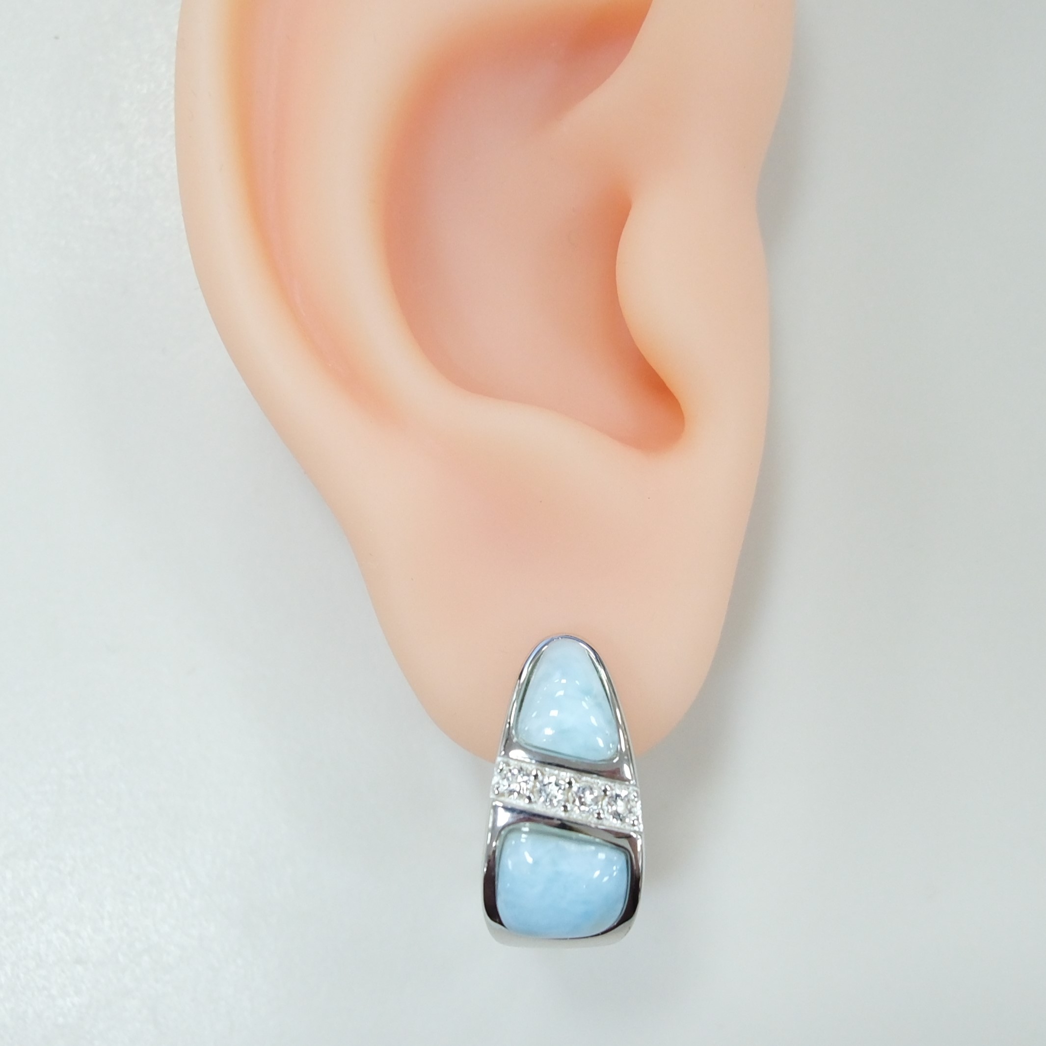 Серебряные серьги с ларимарами